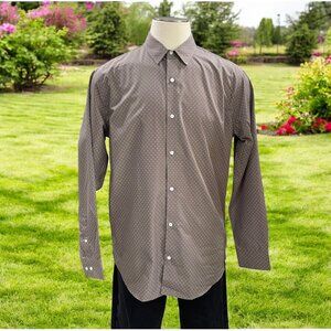 Artefact Mens Slim Fit Dress Shirt XL‎ Brown & White Pattern